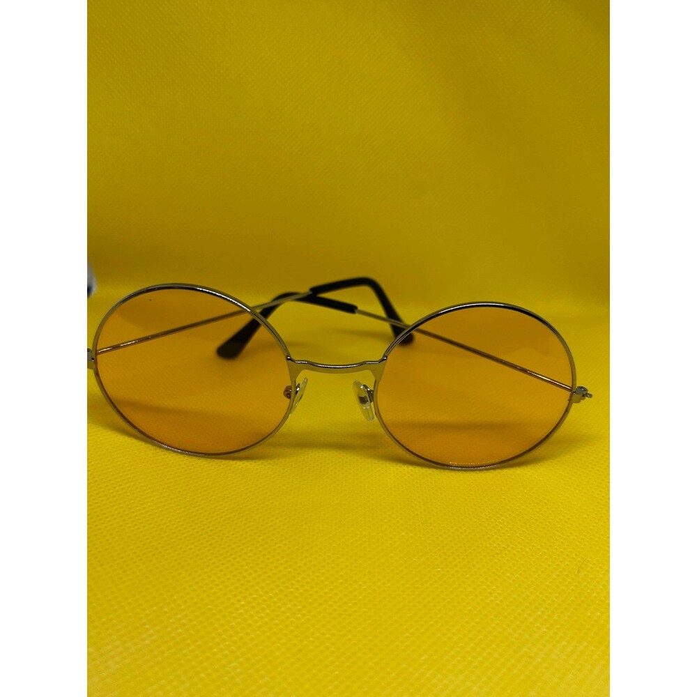 ￼ Yellow round glasses, John Lennon fashion circle retro hippie